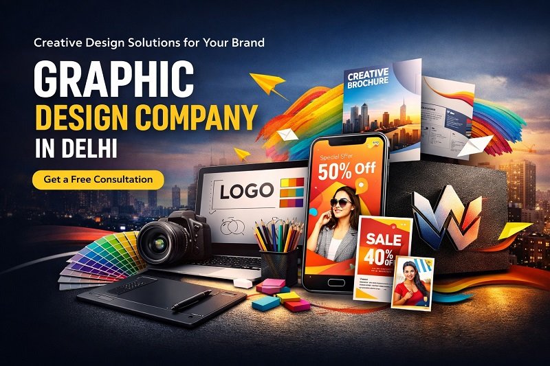 Creative graphic design services in Delhi including logo, brochure, and branding design